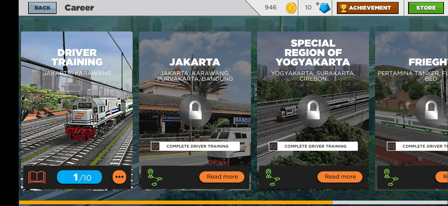 Pilihan rute atau jalur perjalanan di Indonesian Train Simulator (sumber: Highbrow Interactive)