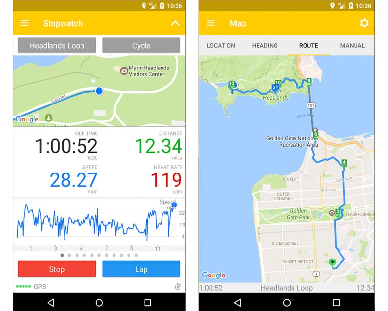 Tampilan aplikasi Cyclemeter (dok: Treadbikely)