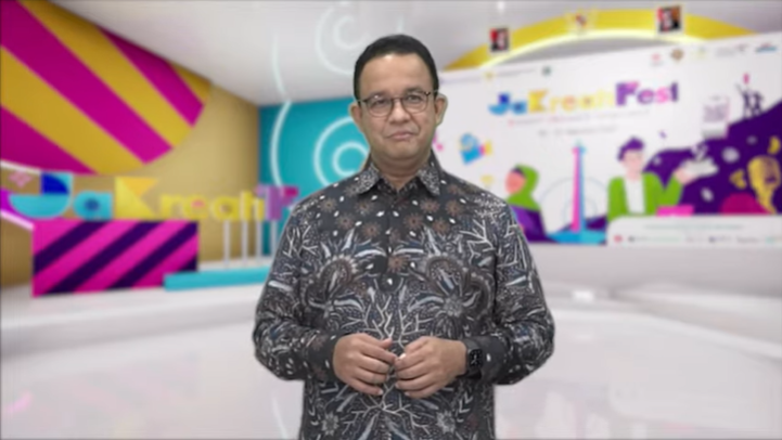 Gubernur DKI Jakarta Anies Baswedan saat menyampaikan sambutan dalam pembukaan Jakreatifest. (Foto: tangkapan layar acara Jakreatifest)