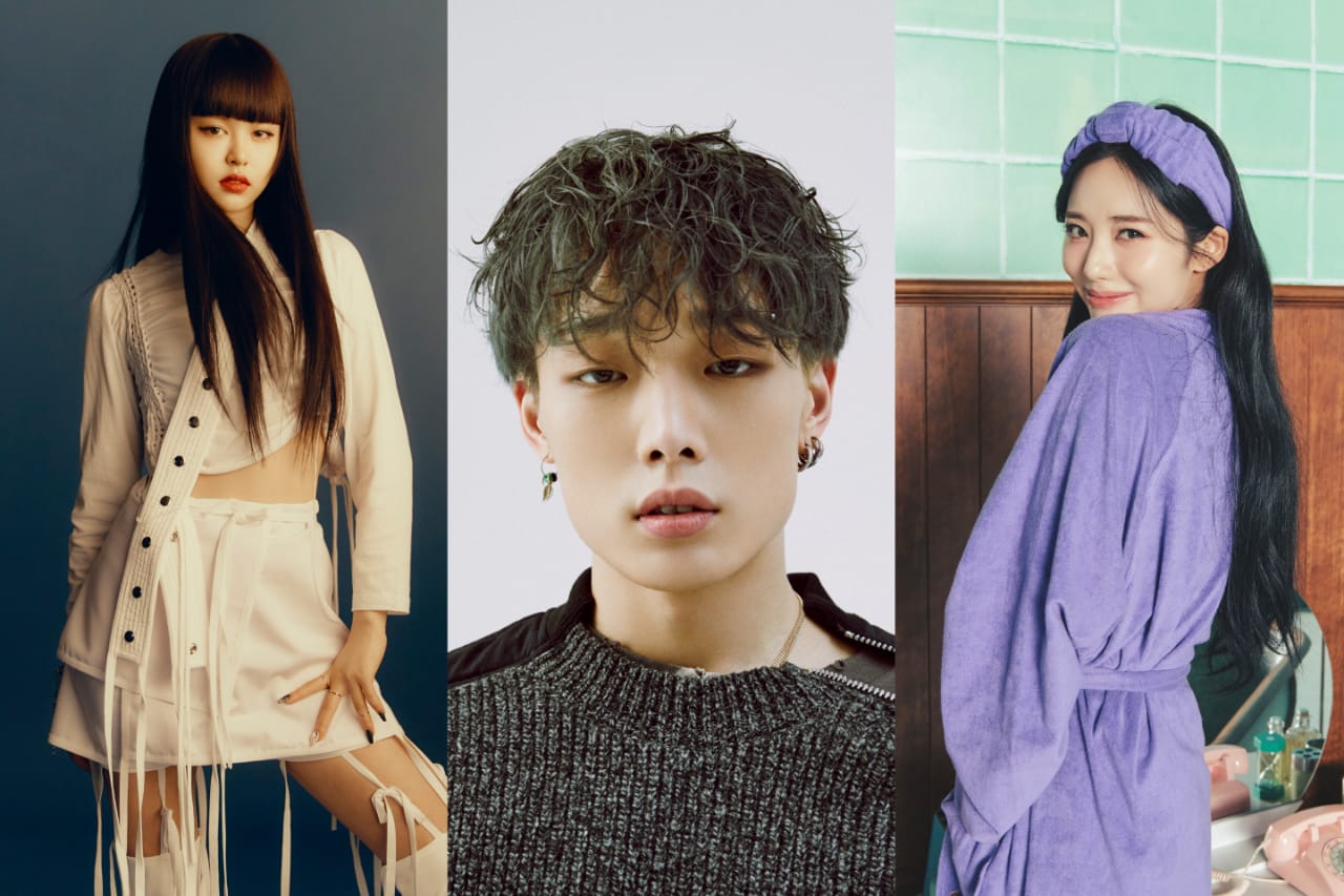 E:U EVERGLOW, Bobby iKON, Jiwon fromis_9 (Dok. Yuehua Entertainment, YG Entertainment, Pledis Entertainment)