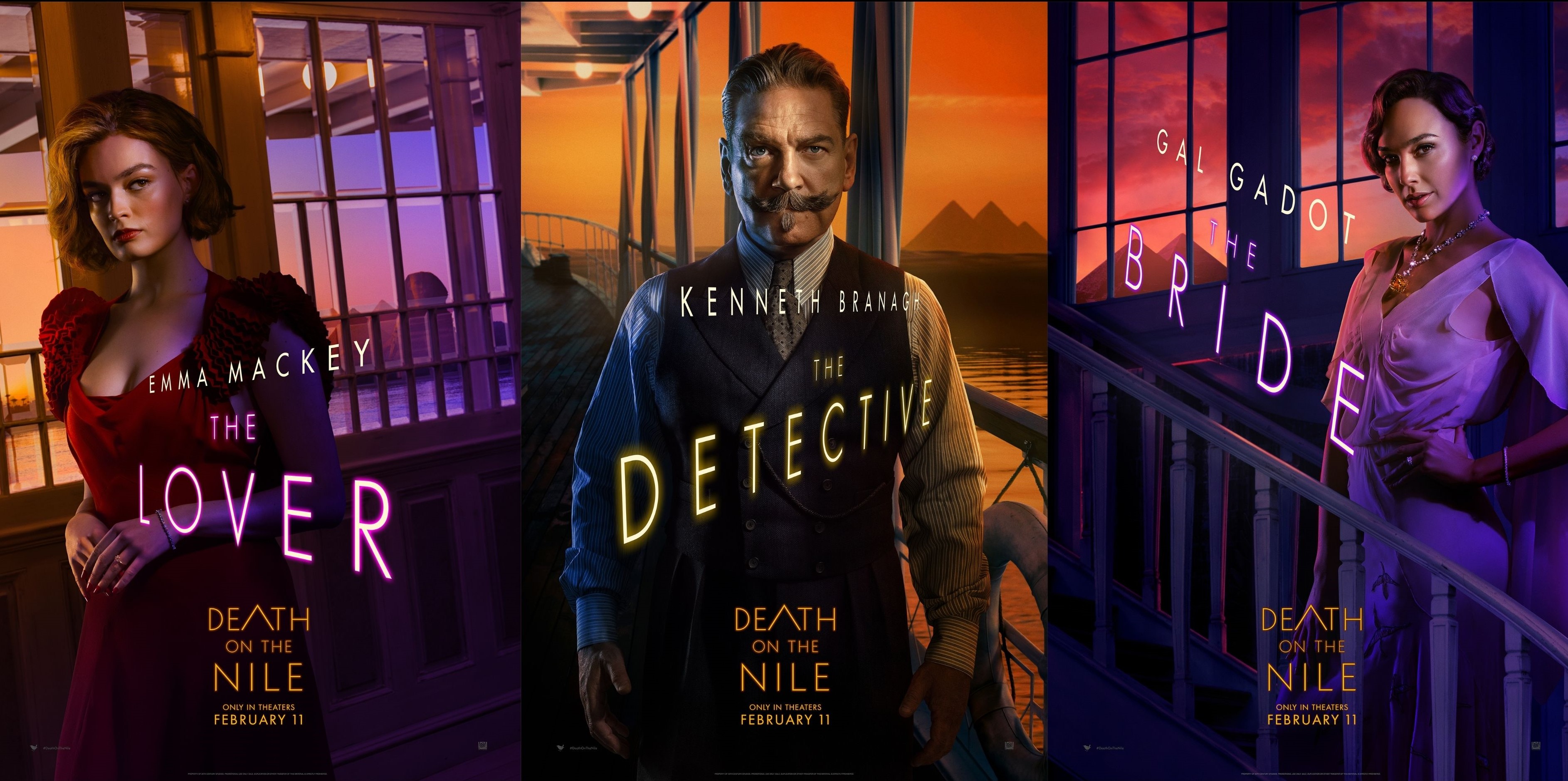 Kiri ke kanan: Emma Mackey, Kenneth Branagh, dan Gal Gadot. (Dok. 20th Century Fox)
