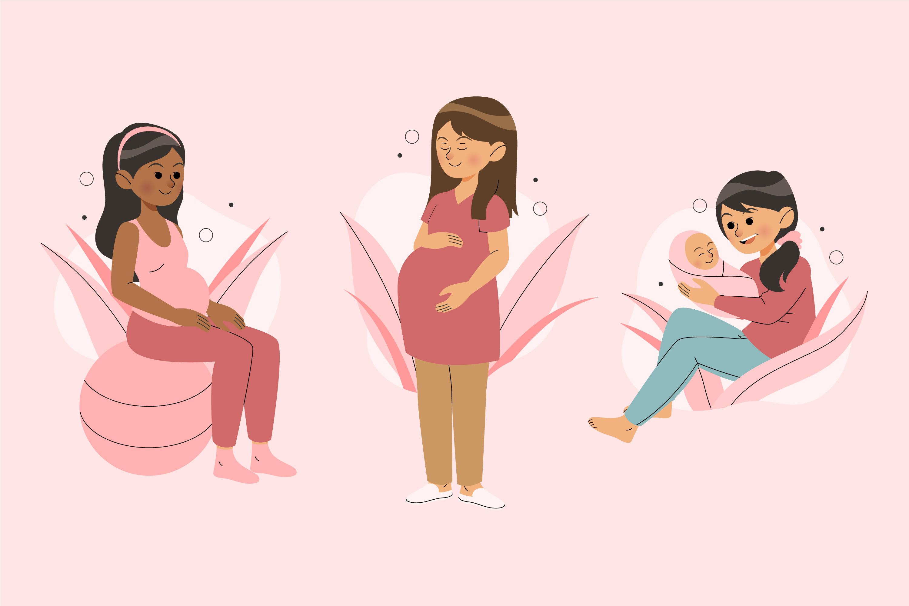 Ilustrasi ibu hamil dan menyusui. (Sumber gambar: Freepik)
