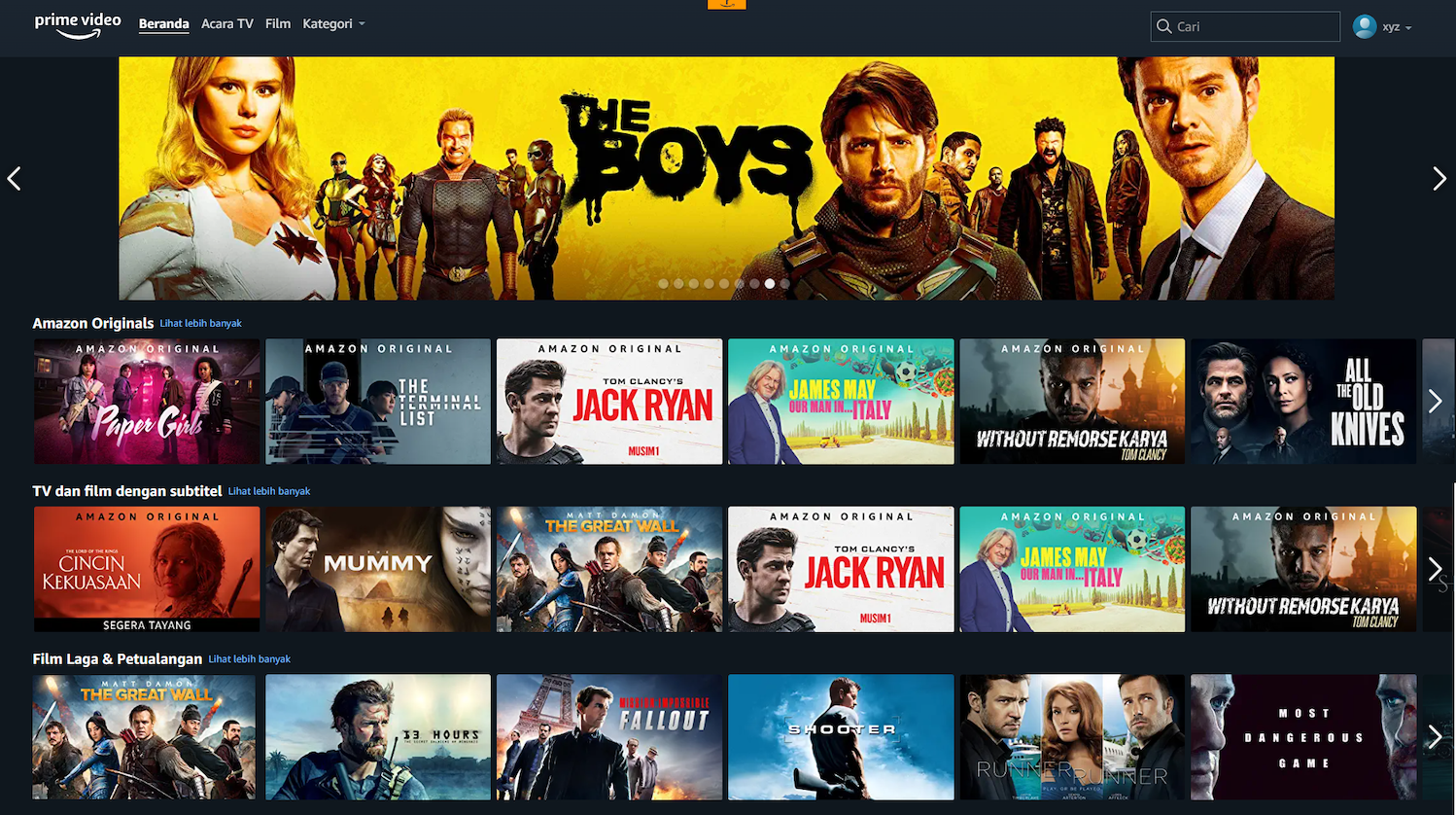 Tampilan Amazon Prime Video Indonesia. (Sumber gambar: Amazon Prime Video)