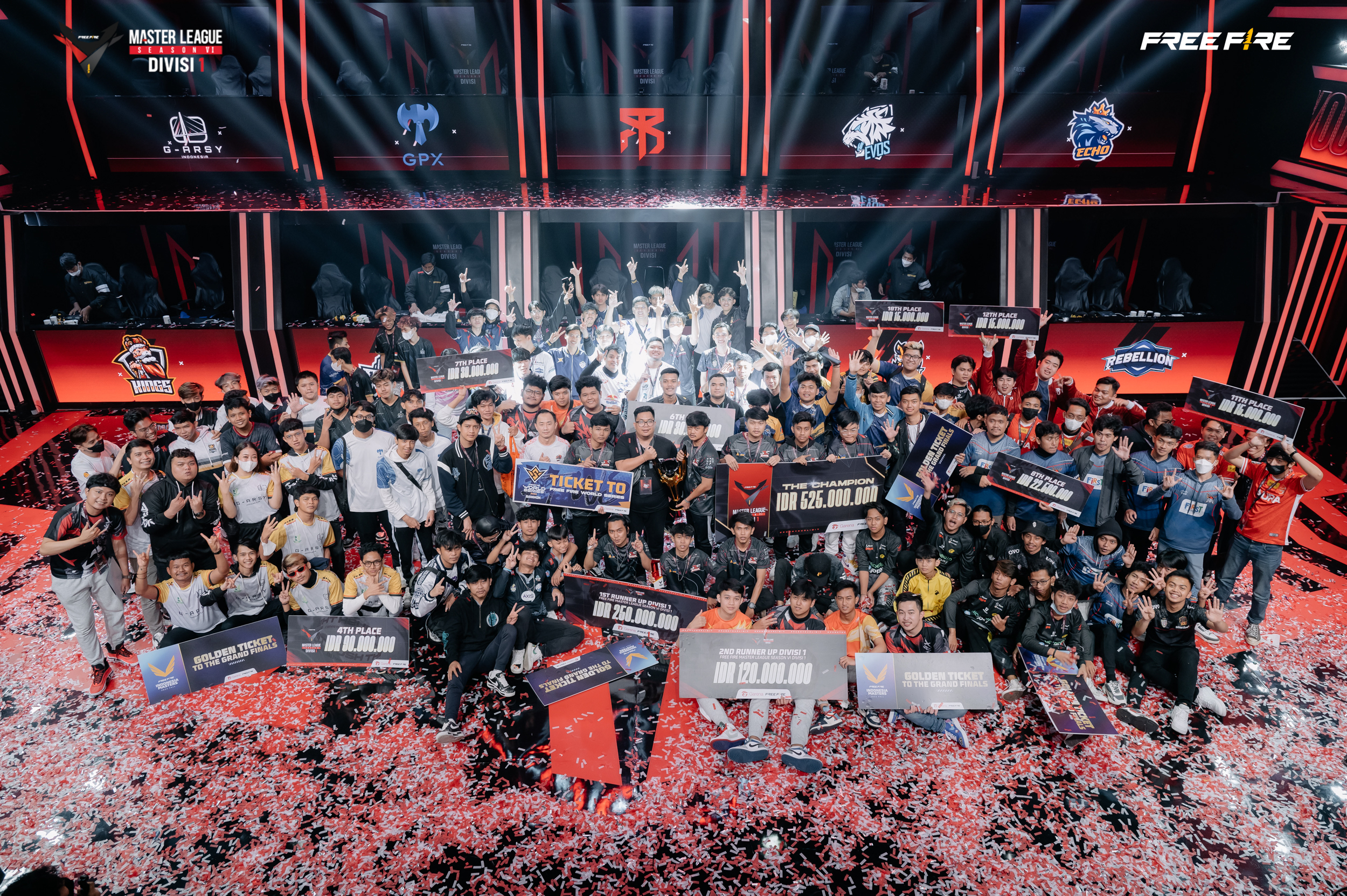 Seluruh tim esports FFML (Sumber gambar: Dok. Garena FFML)