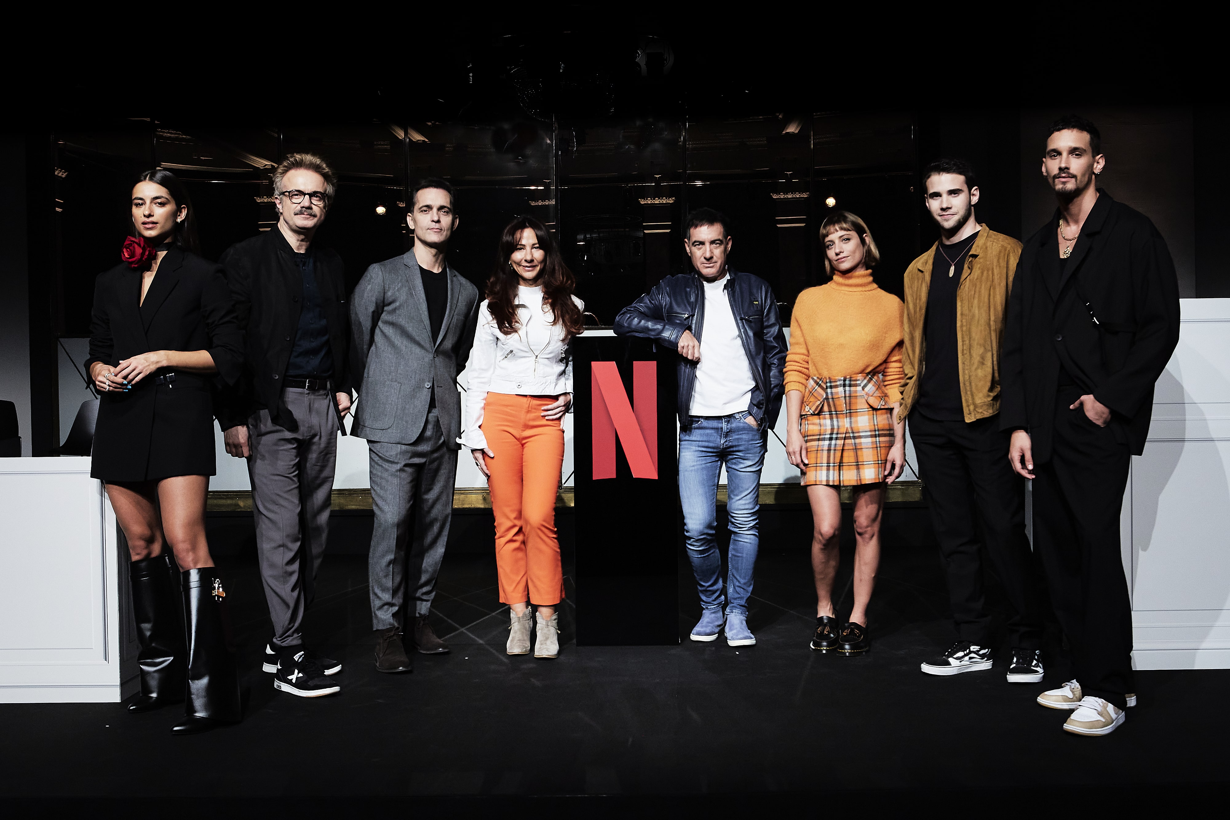Para pemain serial Berlin dan kreator Money Heist dalam konferensi pers di Spanyol, Rabu (28/9/2022) 