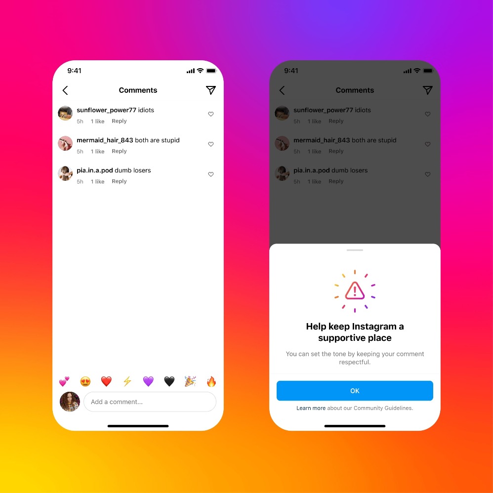 Tampilan nudges pada Instagram. (Sumber gambar: Meta)