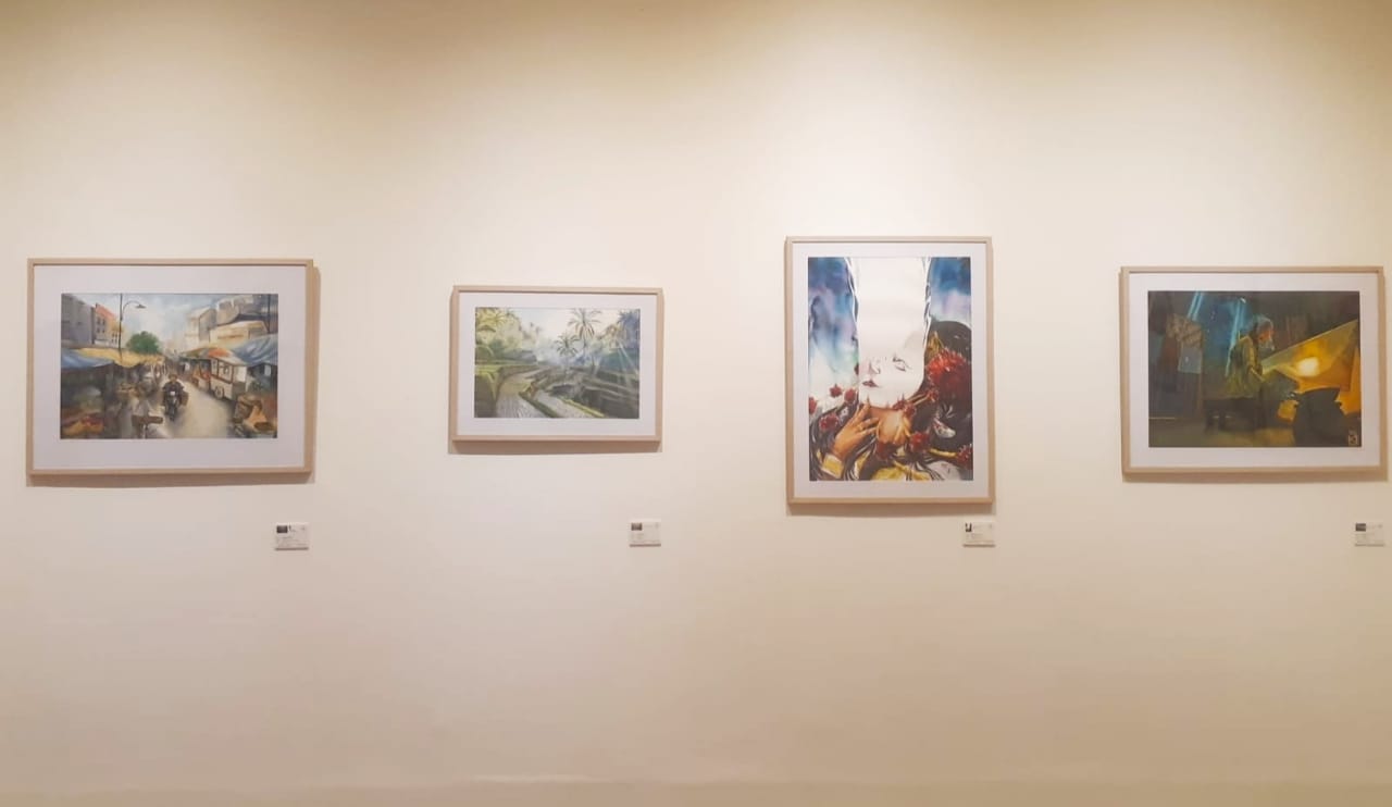 Beberapa karya yang dipajang dalam pameran IWS The 4th International Watercolor Exhibition. Ilustrasi sumber gambar (Hypeabis.id/ Prasetyo Agung Ginanjar)