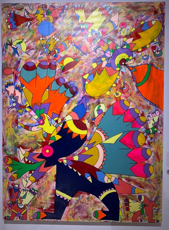 Journey (2022), 130 cm x 140 cm, mocotow acrylic on canvas (Sumber gambar: Hypeabis.id/Luke Andaresta)