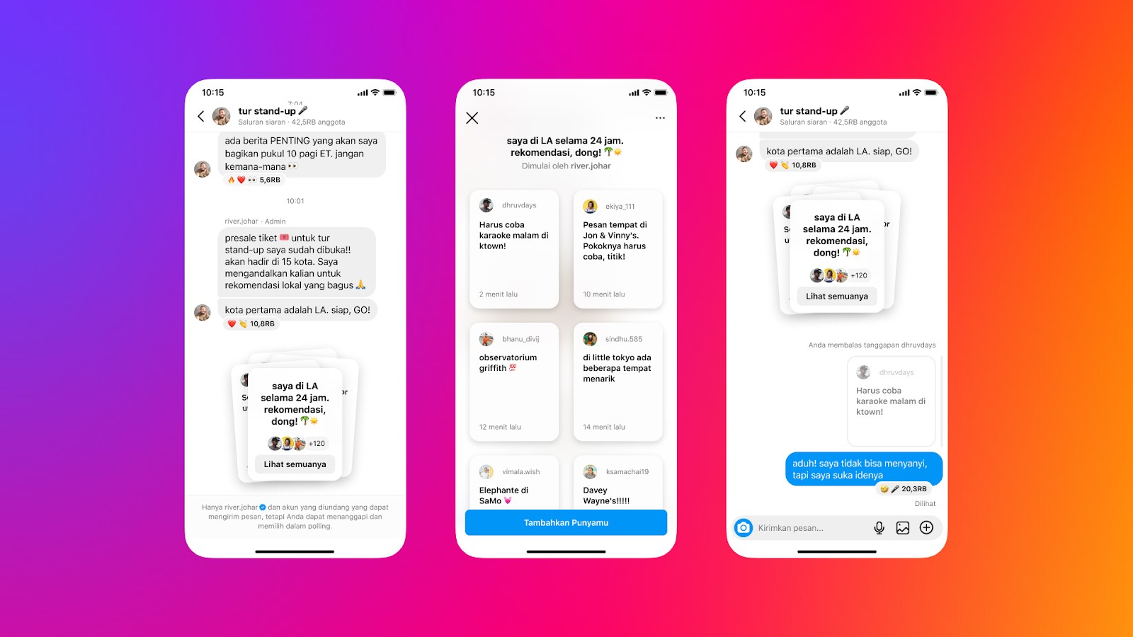 Fitur Broadcast Message di Instagram (Sumber Foto: Meta Indonesia)